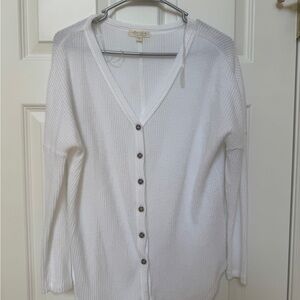 White Button-Up Women's Sweater